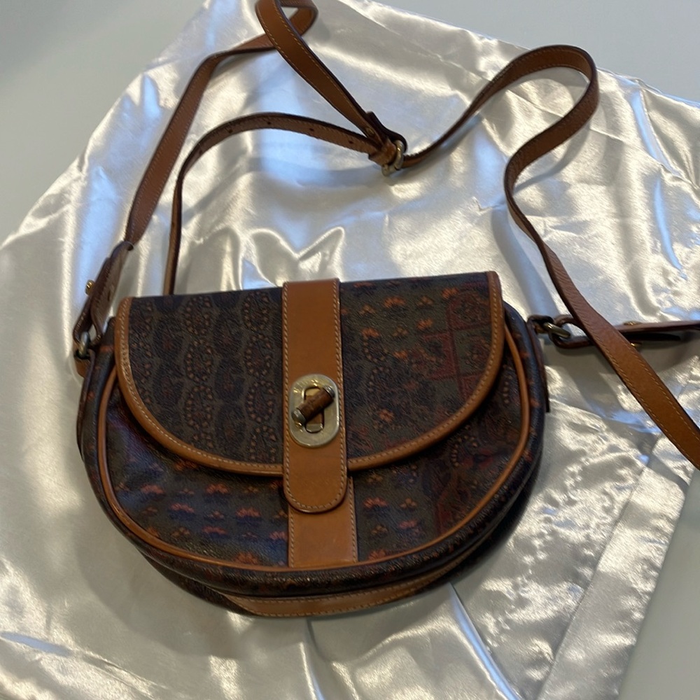 Vintage Escada Brown Leather Crossbody Bag
